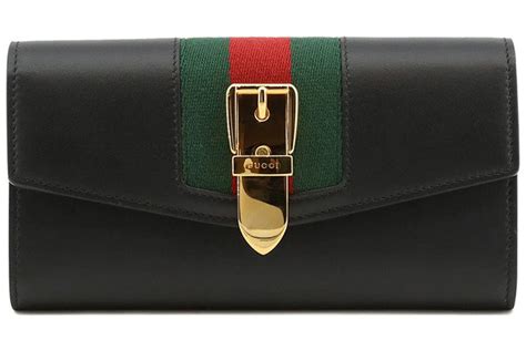 gucci sylvie continental wallet black leather|Gucci Sylvie Continental Wallet Black in Leather .